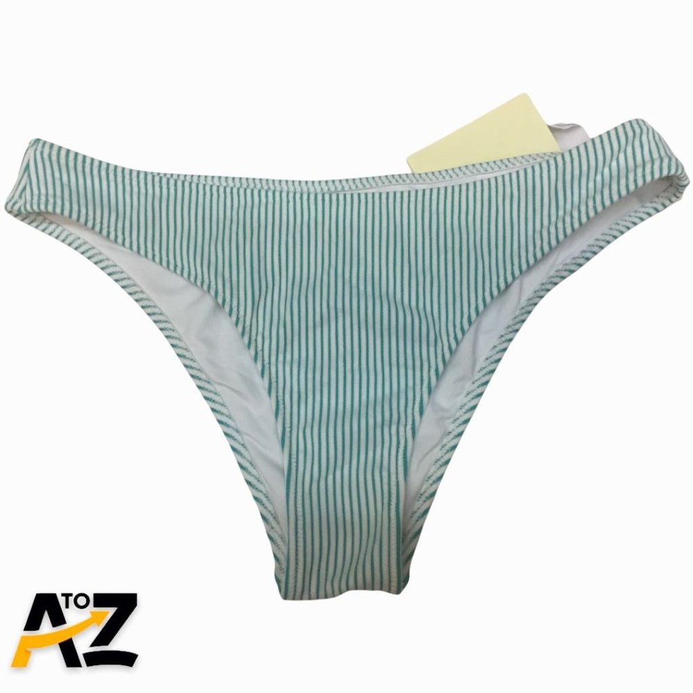 Women's High Leg Extra Cheeky Ribbed Bikini Bottom Size S